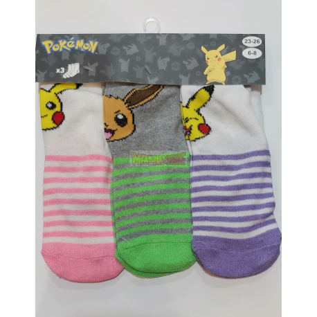 Pack de 3 calcetines niña Pokémon Talla 27-30
