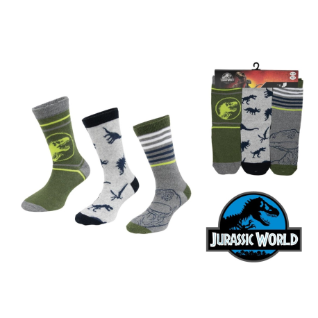 Pack de 3 calcetines Jurassic World verde - gris Talla 23-26