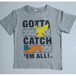 Camiseta niño Pokemon - Pikachu y Charmander gris 14 años 164cm