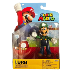 Figura articulada Nintendo Super Mario - Luigi con Superchampiñón 10cm