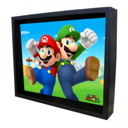 Póster 3D Super Mario - Mario y Luigi 23,5 x 28,5cm con marco