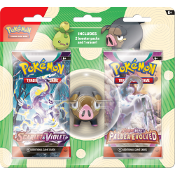 Pack de 2 sobres de cartas Pokémon Back to School + figura de goma de borrar Lechonk (inglés)