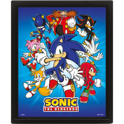 Póster 3D con marco Sonic The Heggehod - La pandilla está aquí 23,5 x 28,5cm