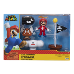 Diorama Super Mario Nube con figuras Mario Hélice - Goomba Alado y Bill Bala 6cm