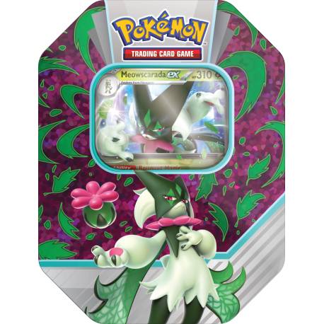 Caja de lata de cartas Pokemon Fall ex Paldea Partners - Meowscarada ex (inglés)