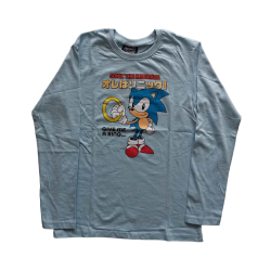 Camiseta niño manga larga Sonic - Give me a ring celeste 8 años 128cm