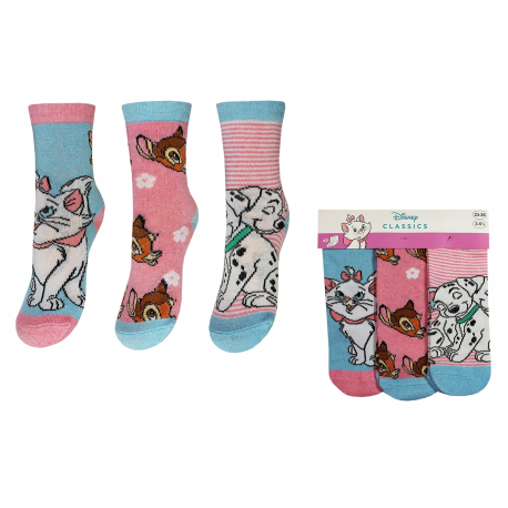 Pack de 3 calcetines Disney Classics - Marie, Bambi, Dálmatas 27-30