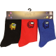 Pack de 3 calcetines Among Us negro - rojo - azul 31-34