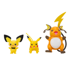 Figura Pokémon Select Evolution Pichu, Pikachu, Raichu 5-7cm