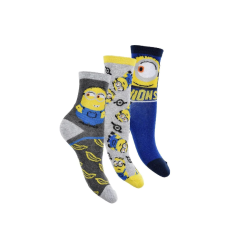 Pack de 3 calcetines Minions azul - gris Talla 23-26