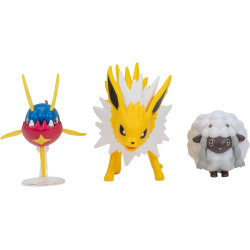 Pack de tres Figuras Pokémon Battle - Wooloo, Carvanha, Jolteon 5-7cm