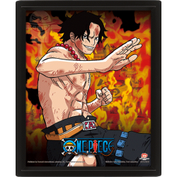 Póster 3D con marco One Piece - Brothers Burning Rage 23,5 x 28,5cm