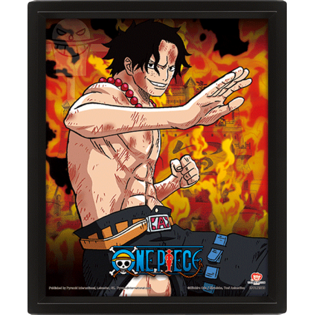 Póster 3D con marco One Piece - Brothers Burning Rage 23,5 x 28,5cm