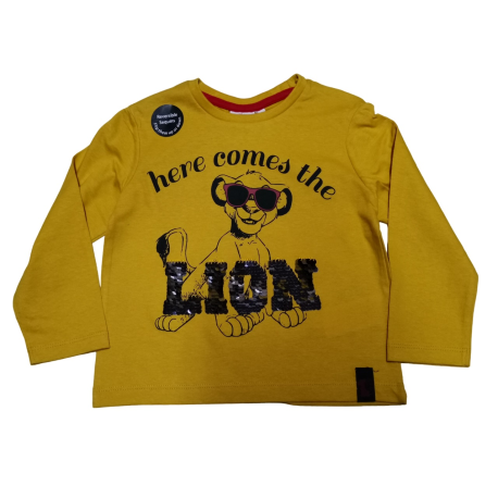 Camiseta niño manga larga Disney - El Rey León amarilla 3 años 98cm