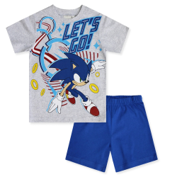 Pijama manga corta niño Sonic Let's Go gris - azul 3 años 98cm CONFECCIONADO CON MATERIALES RECICLADOS