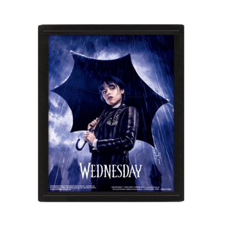 Póster 3D con marco Miércoles Addams (Wednesday) - Umbrella 23,5 x 28,5cm