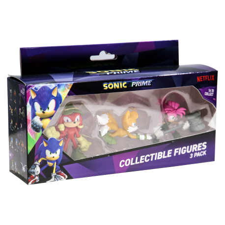 Figura Sonic Prime - Amy + Knuckles NY + Tails BCM 6cm