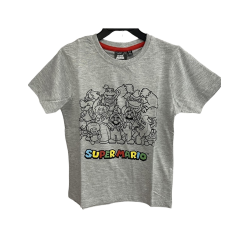 Camiseta infantil Super Mario - Personajes 8 años 128cm gris