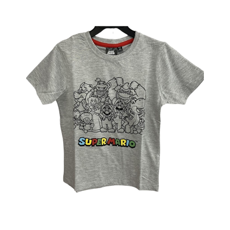 Camiseta infantil Super Mario - Personajes 8 años 128cm gris