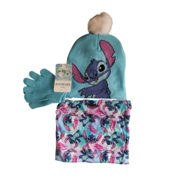 Conjunto infantil de gorro, guantes y braga de cuello Disney Stitch azul 54cm