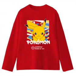Camiseta infantil manga larga Pokemon - Pikachu Electrifying! roja 10 años 140cm