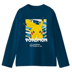 Camiseta infantil manga larga Pokemon - Pikachu Electrifying! azul 10 años 140cm