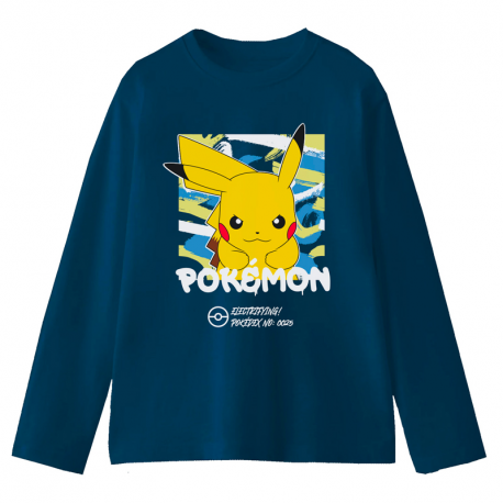 Camiseta infantil manga larga Pokemon - Pikachu Electrifying! azul 10 años 140cm